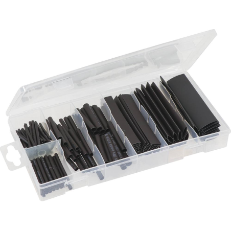 Gaine thermorétractable 2:1 noire - coffret de 127 pc