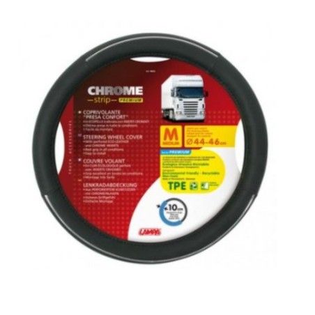 Couvre volant camion chrome strip M, L ou XL (noir/argent)