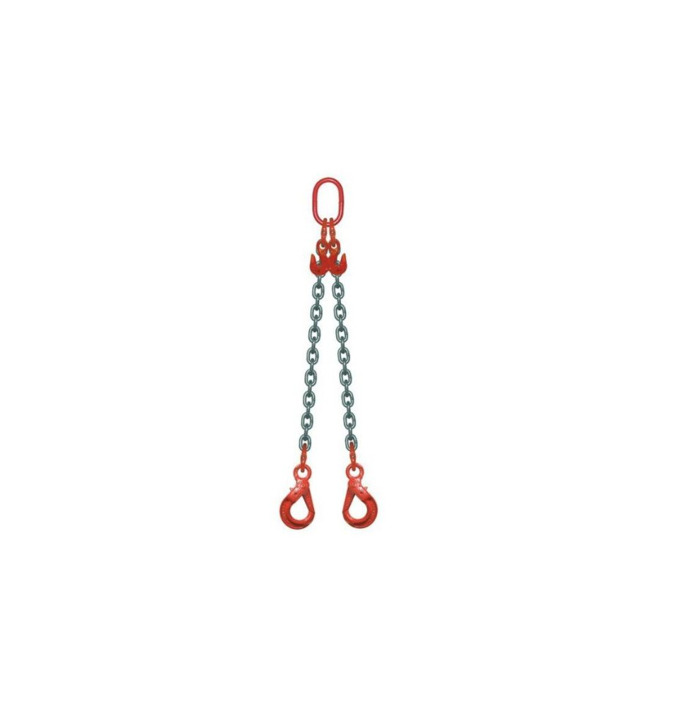 Elingue chaîne 2 brins 2,8T D.10mm avec raccourcisseurs et crochets automatiques - grade 80