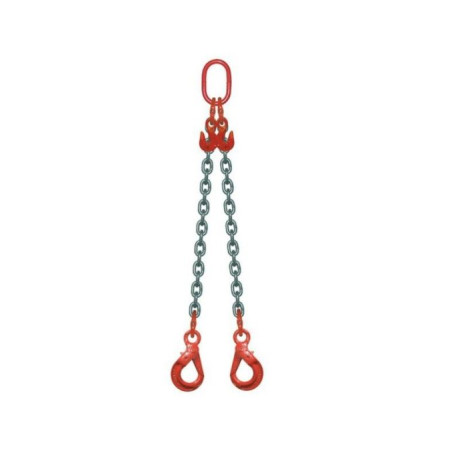 Elingue chaîne 2 brins 2,8T D.10mm avec raccourcisseurs et crochets automatiques - grade 80