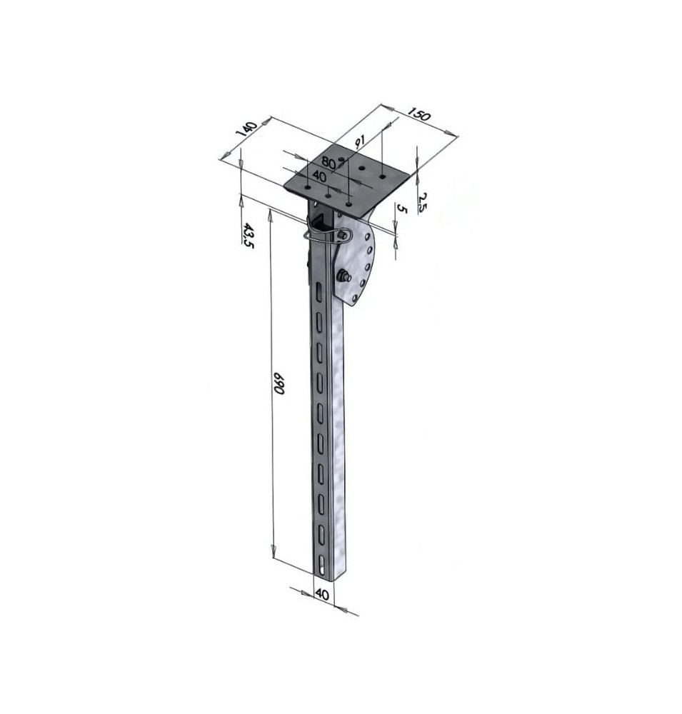 Poteau relevable pour pare cycliste de véhicule frigorifique