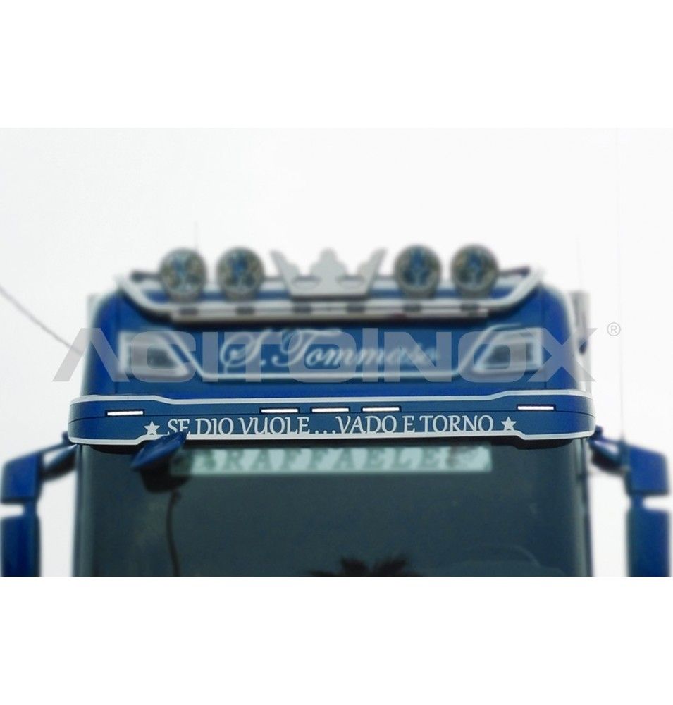 Habillage inox visière avec écriture pour SCANIA NGR/S ACITOINOX