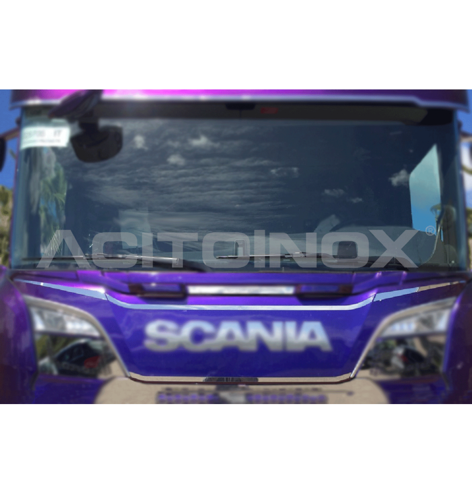 Habillage inox sous pare brise ACITOINOX pour SCANIA NEW S