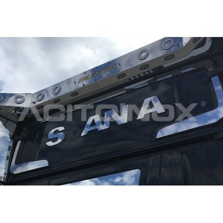 Habillage inox logo Scania arrière cabine S ACITOINOX pour SCANIA NEW S